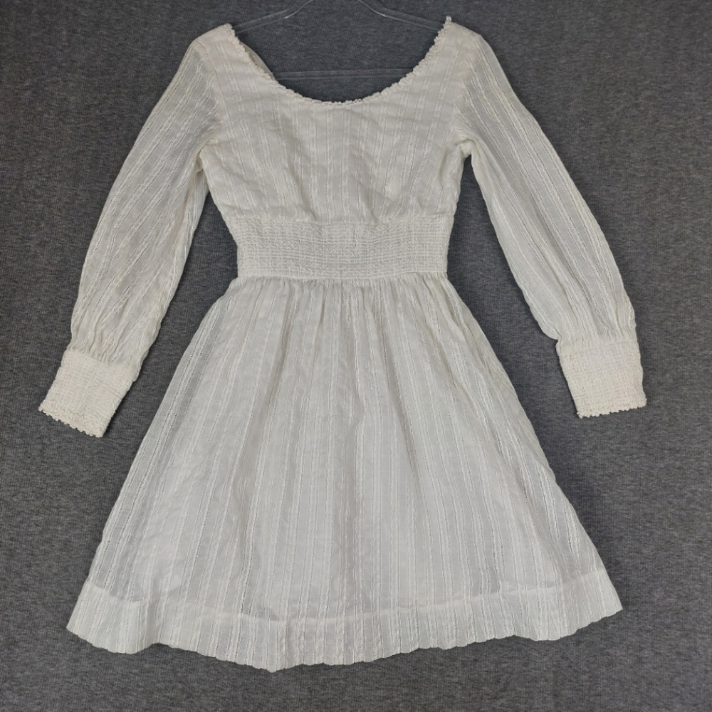 PIXIE OF CALIFORNIA BY SUE WEBB WOMENS VINTAGE WHITE LACE LONG SLEEVE DRESS SZ S